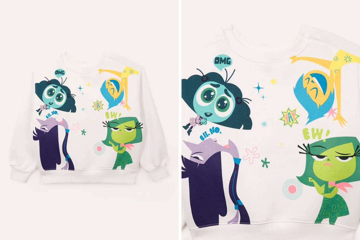 blusão de moletom infantil divertida mente off white