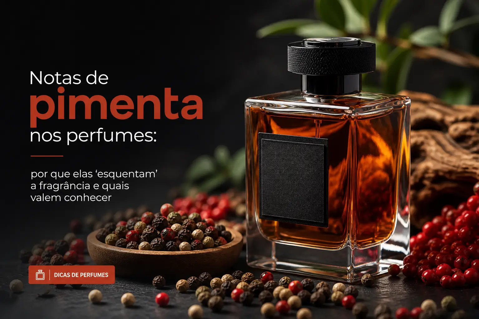 Perfume de pimenta para brasileiros 2026 em frasco âmbar.