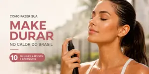 Mulher aplicando spray facial ao sol com fundo verde